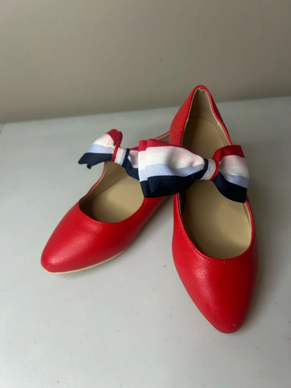 Jane and Jack Red Ballet Flats Bow Shoes Girls Size 10